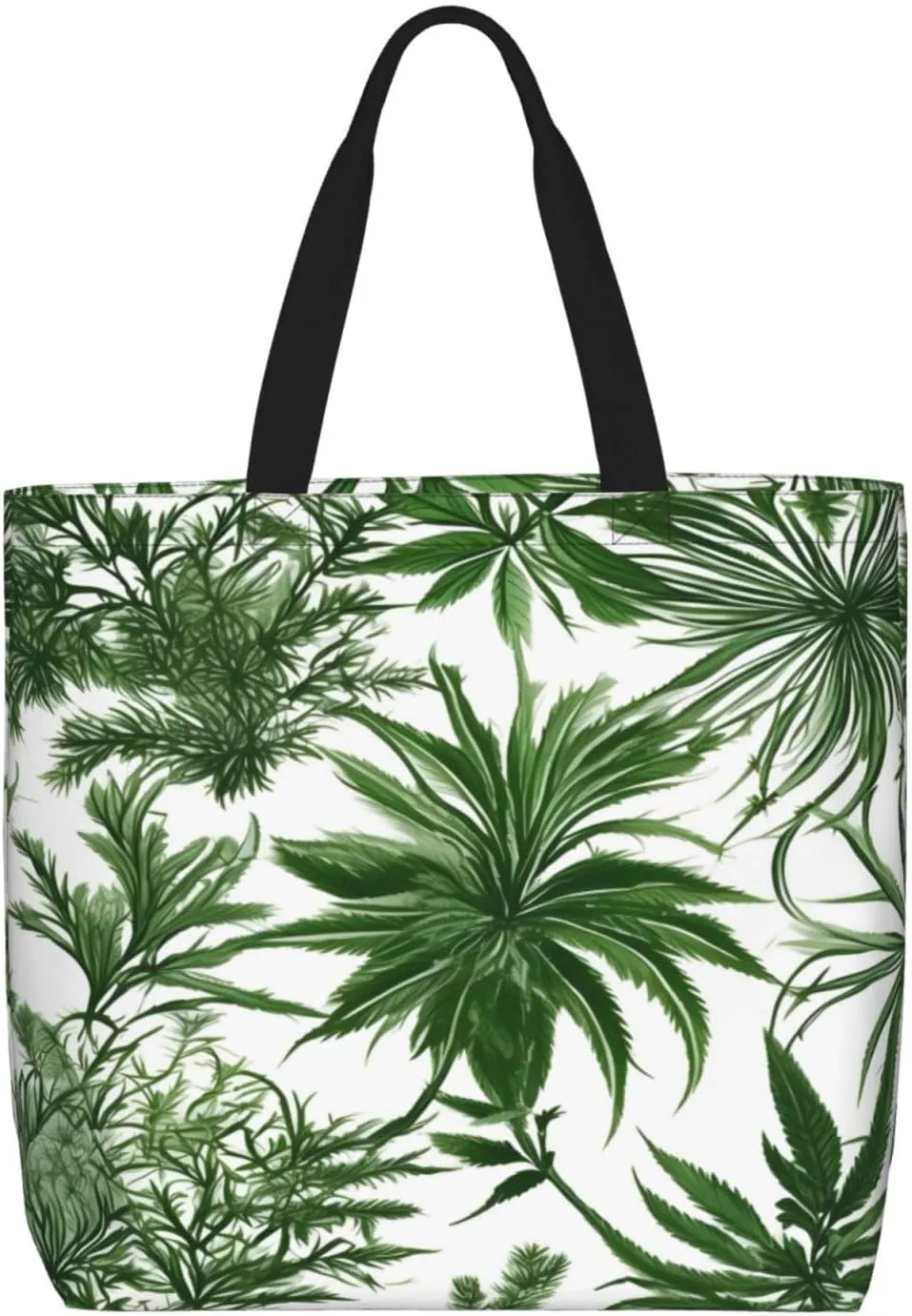 Flowering Herbs and Herbaceous Plants Print Tote Bag,Multi-functional Reusable,Lightweight Crossbody,Work,Travel,Everyday Use