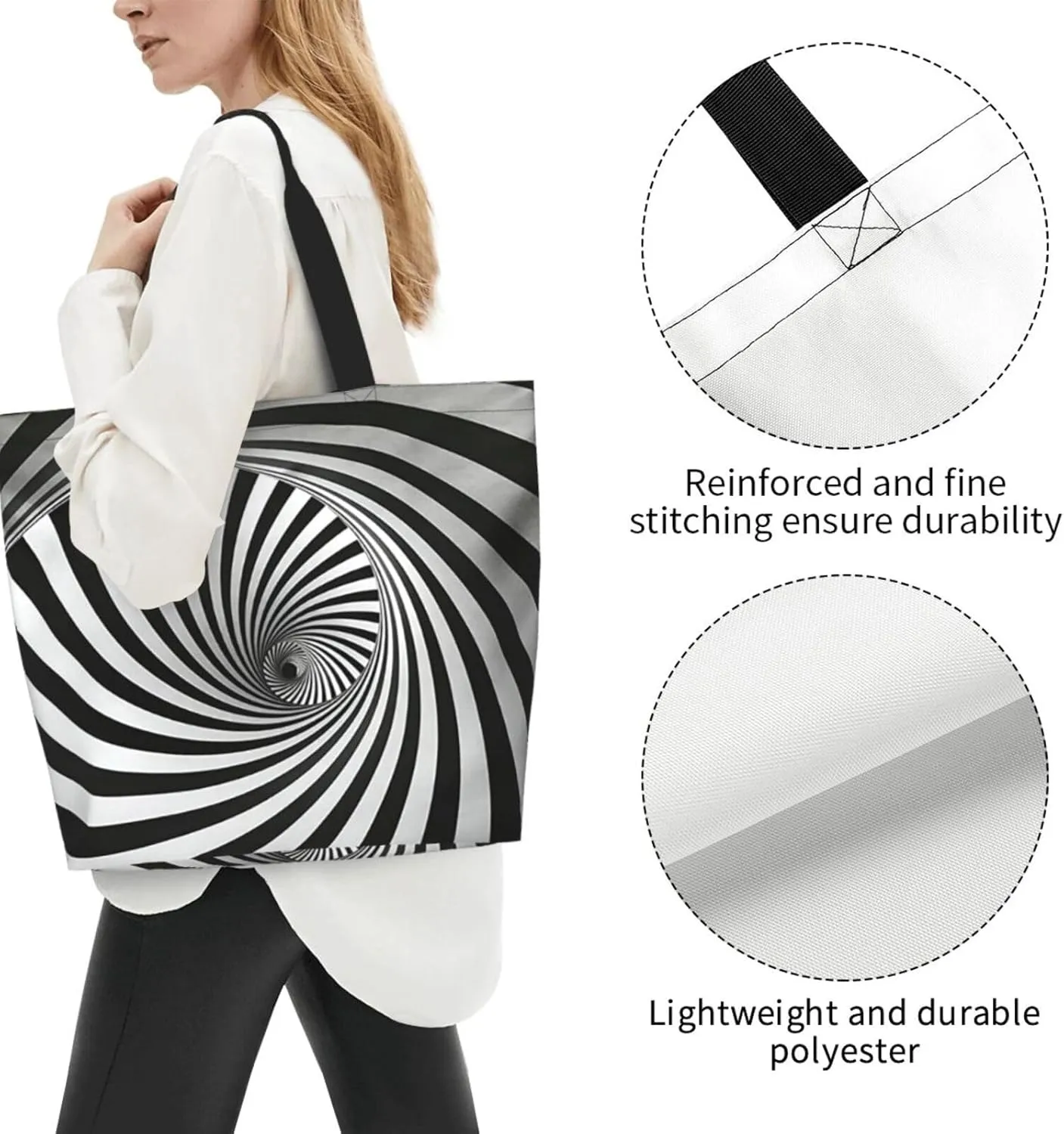 Flying bees and daisy flowers Tote Bag Shopping Bag Portable Handbags Tote Shoulder Bucket Bags for Women