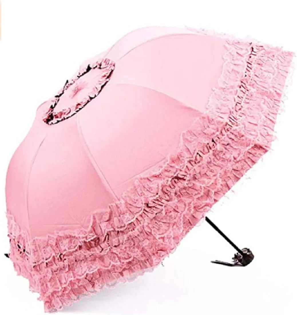Foldable Travel Umbrella Compact UV Resistance Princess Lace Parasol Umbrella Sun Umbrella for Women Girls