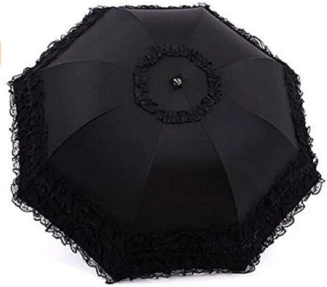 Foldable Travel Umbrella Compact UV Resistance Princess Lace Parasol Umbrella Sun Umbrella for Women Girls