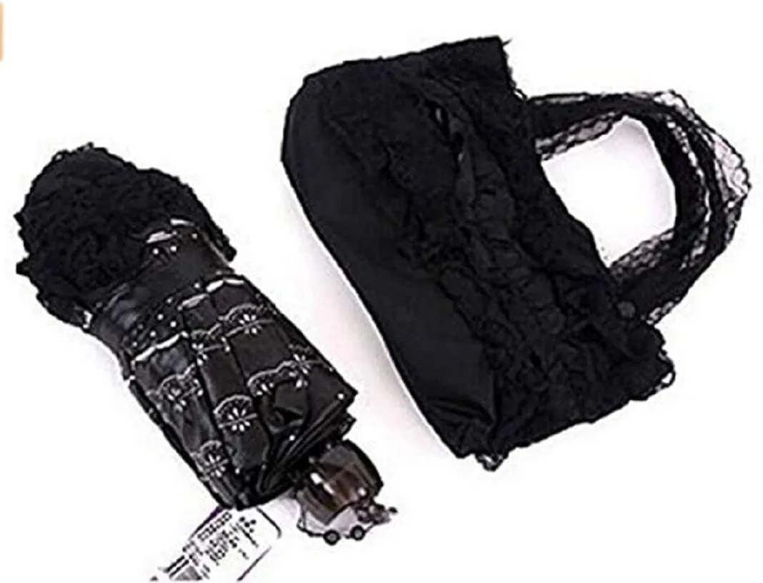 Foldable Travel Umbrella Compact UV Resistance Princess Lace Parasol Umbrella Sun Umbrella for Women Girls