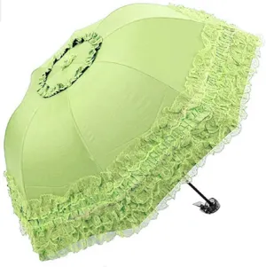 Foldable Travel Umbrella Compact UV Resistance Princess Lace Parasol Umbrella Sun Umbrella for Women Girls