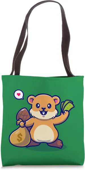 Fond Beaver Who Loves His Money Print Tote Bag