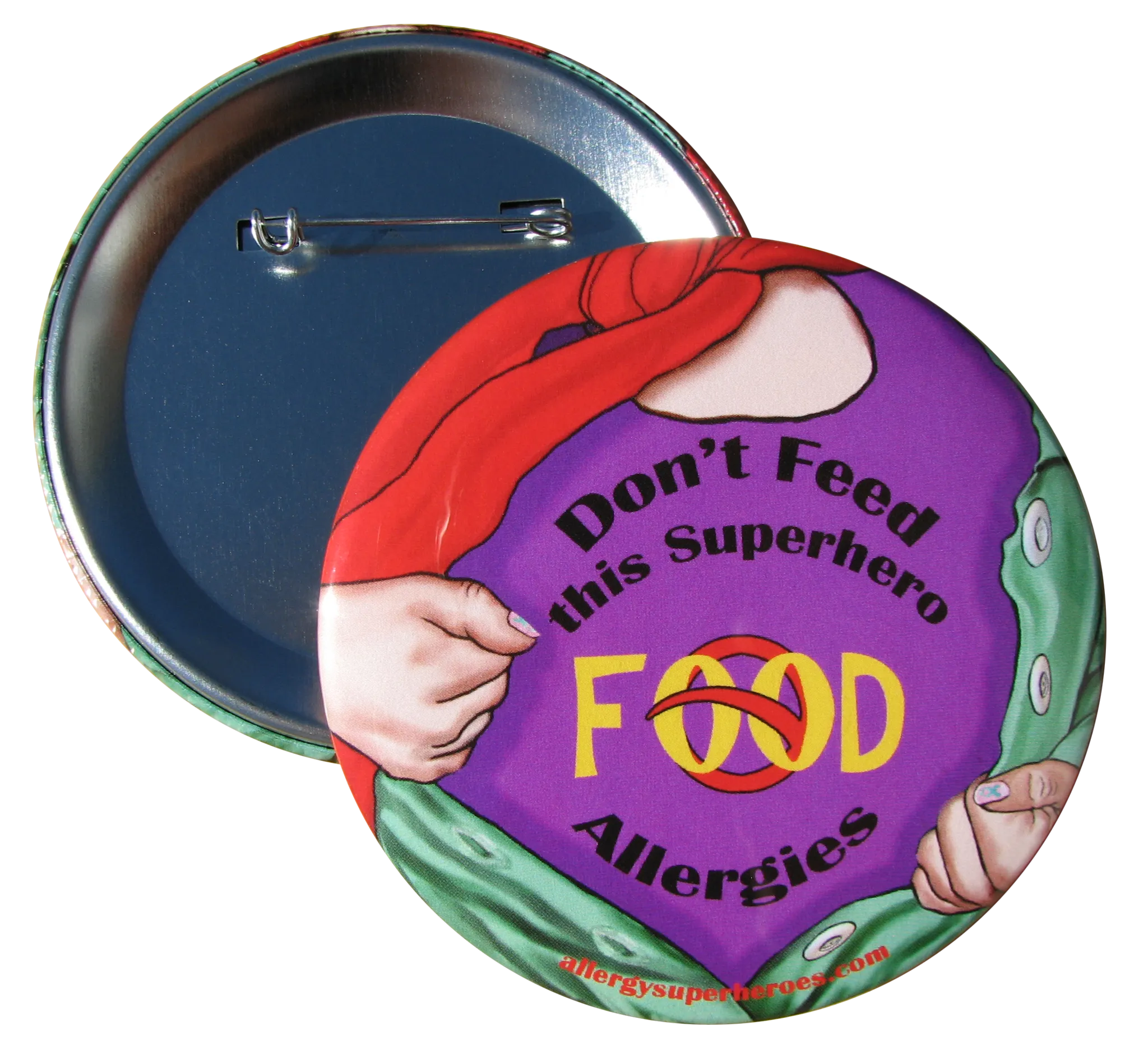 Food Allergy Superhero Girl Button