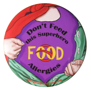 Food Allergy Superhero Girl Button