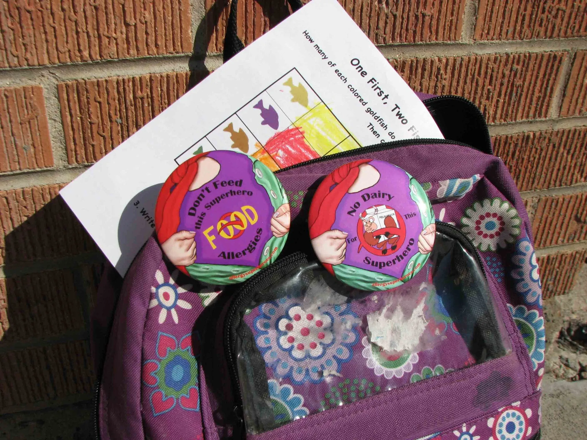 Food Allergy Superhero Girl Button