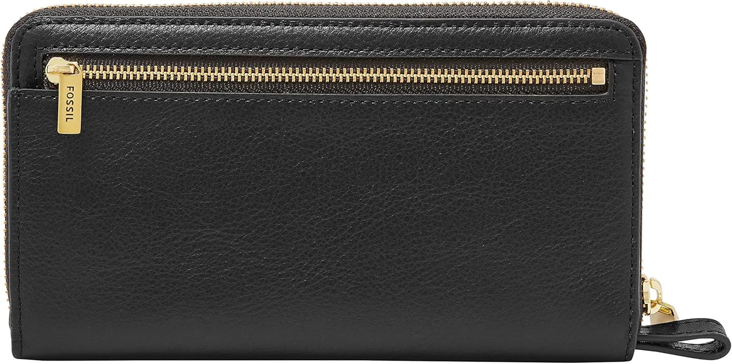 Fossil Women's Liza Leather Zip Around Clutch Wallet with Wristlet Strap