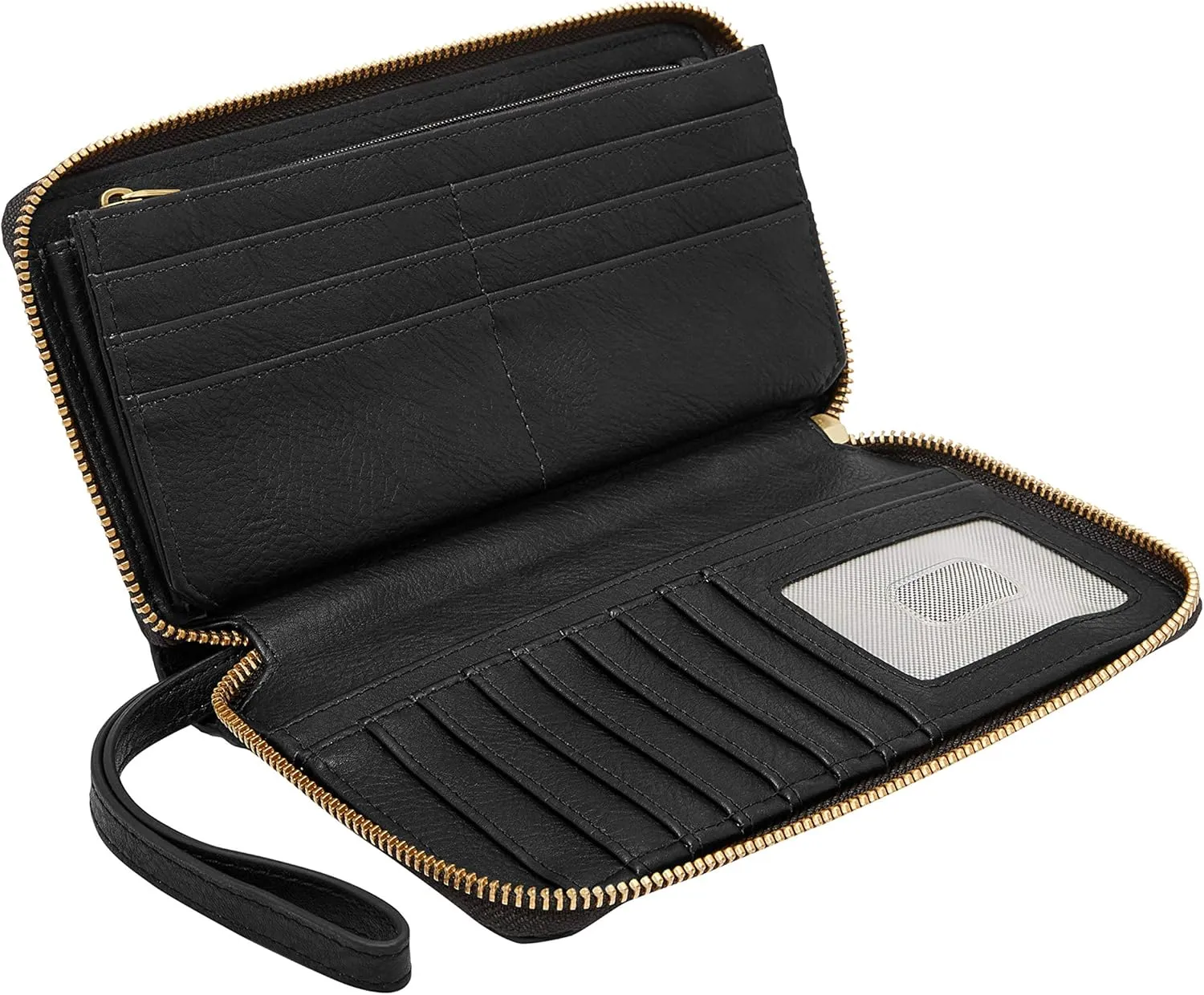Fossil Women's Liza Leather Zip Around Clutch Wallet with Wristlet Strap