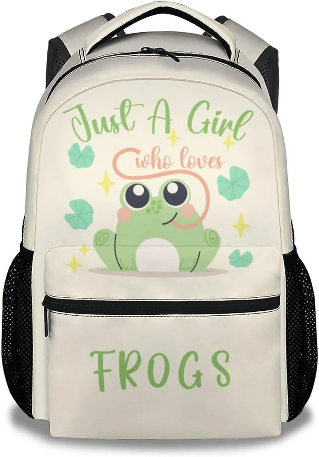 Frog Backpacks for Girls Boys, 16 Inch Cute Backpack for School, Green, Large Capacity, Durable, Lightweight Bookbag for Kids Travel