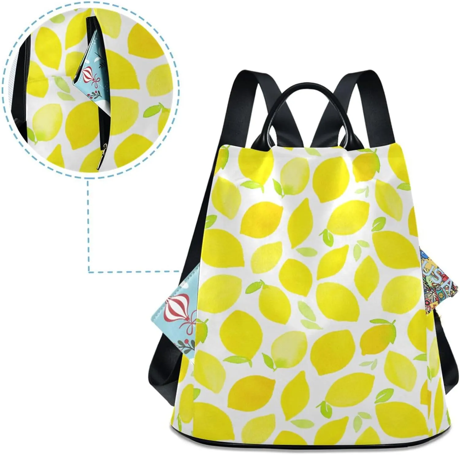 Fruit Print Anti-theft Backpack Handbags for Women Travel Rucksack Lightweight Shoulder Bags