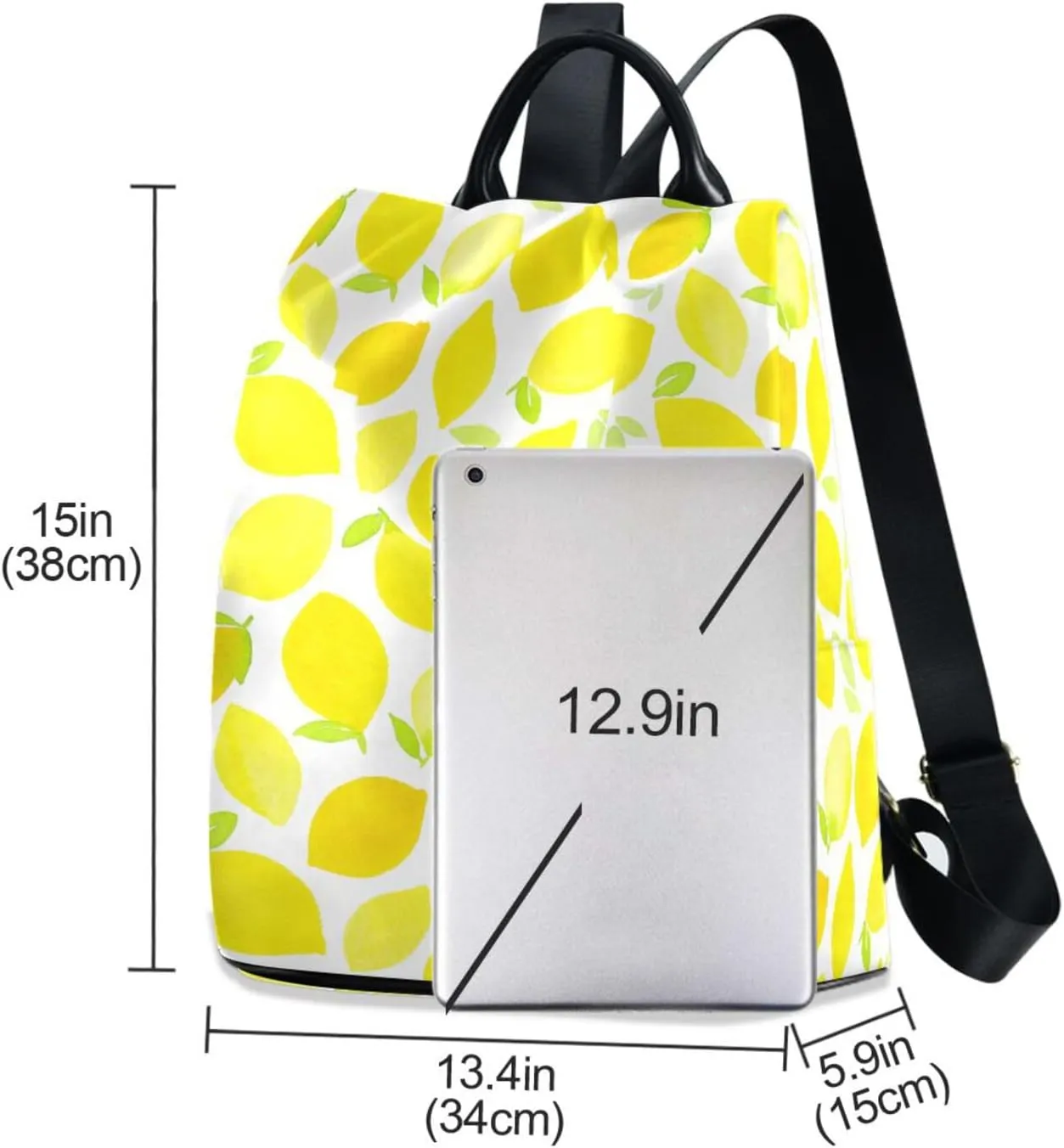 Fruit Print Anti-theft Backpack Handbags for Women Travel Rucksack Lightweight Shoulder Bags