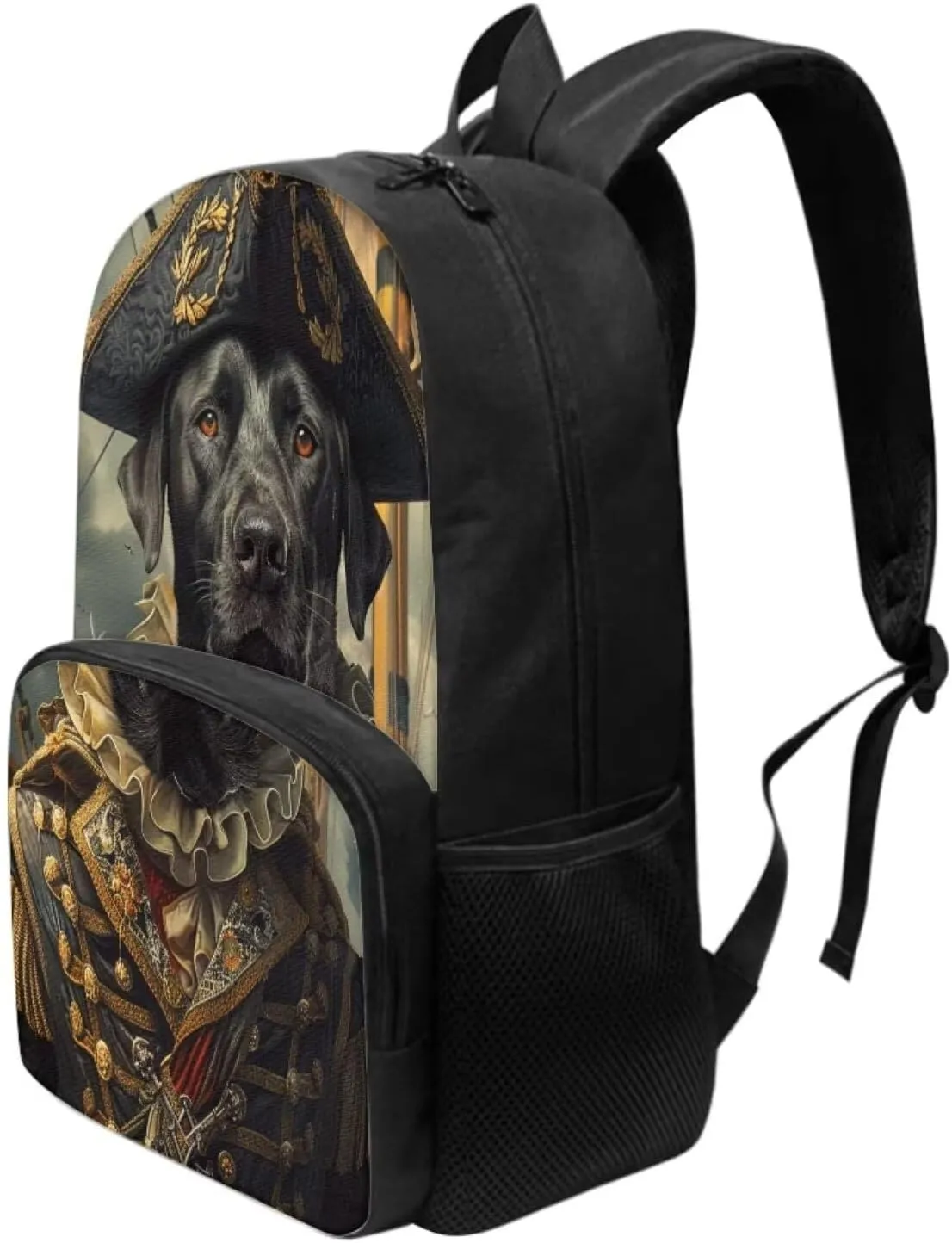 Funny Black Labrador Retriever Backpack for Boys Girls Casual Lightweight 17 Inch School Bag with Front Pocket Padded Straps Kids Animal Print Bookbag Student Daypack for School Travel