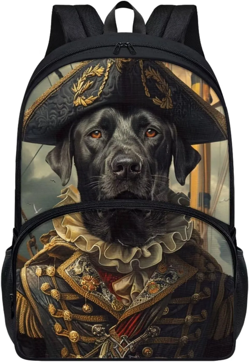 Funny Black Labrador Retriever Backpack for Boys Girls Casual Lightweight 17 Inch School Bag with Front Pocket Padded Straps Kids Animal Print Bookbag Student Daypack for School Travel