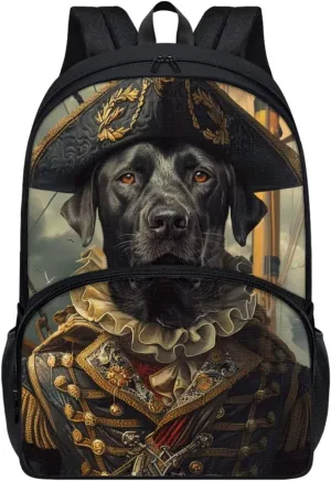 Funny Black Labrador Retriever Backpack for Boys Girls Casual Lightweight 17 Inch School Bag with Front Pocket Padded Straps Kids Animal Print Bookbag Student Daypack for School Travel