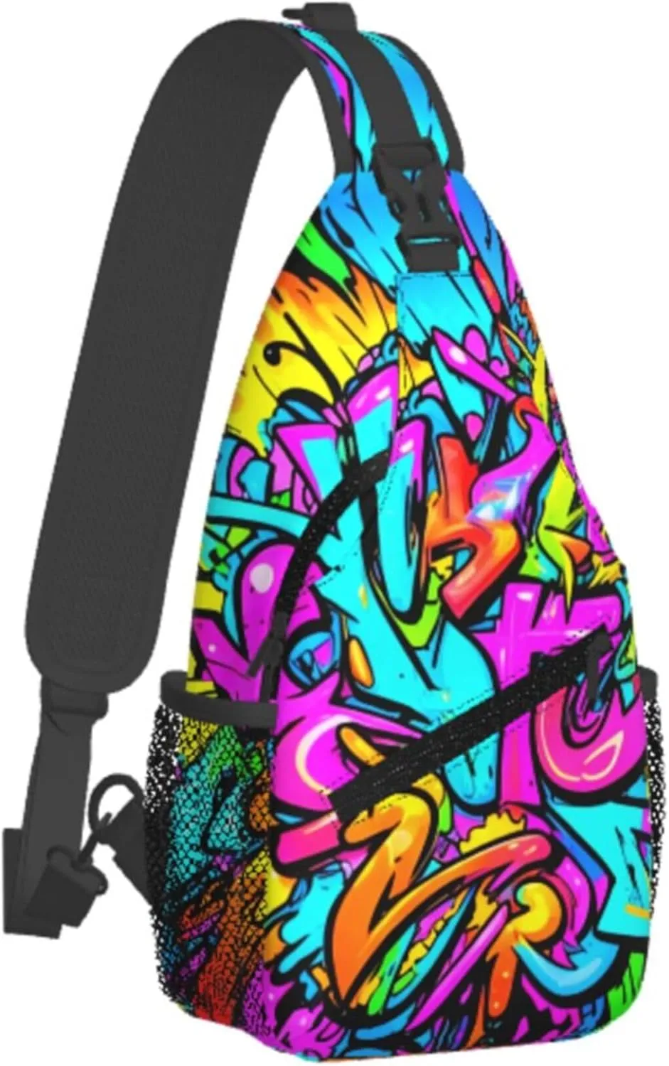 Funny Graffiti Sling Backpack Crossbody Bag, Chest Bag Daypack Fanny Pack Cross Body Bag for Outdoors Hiking Traveling