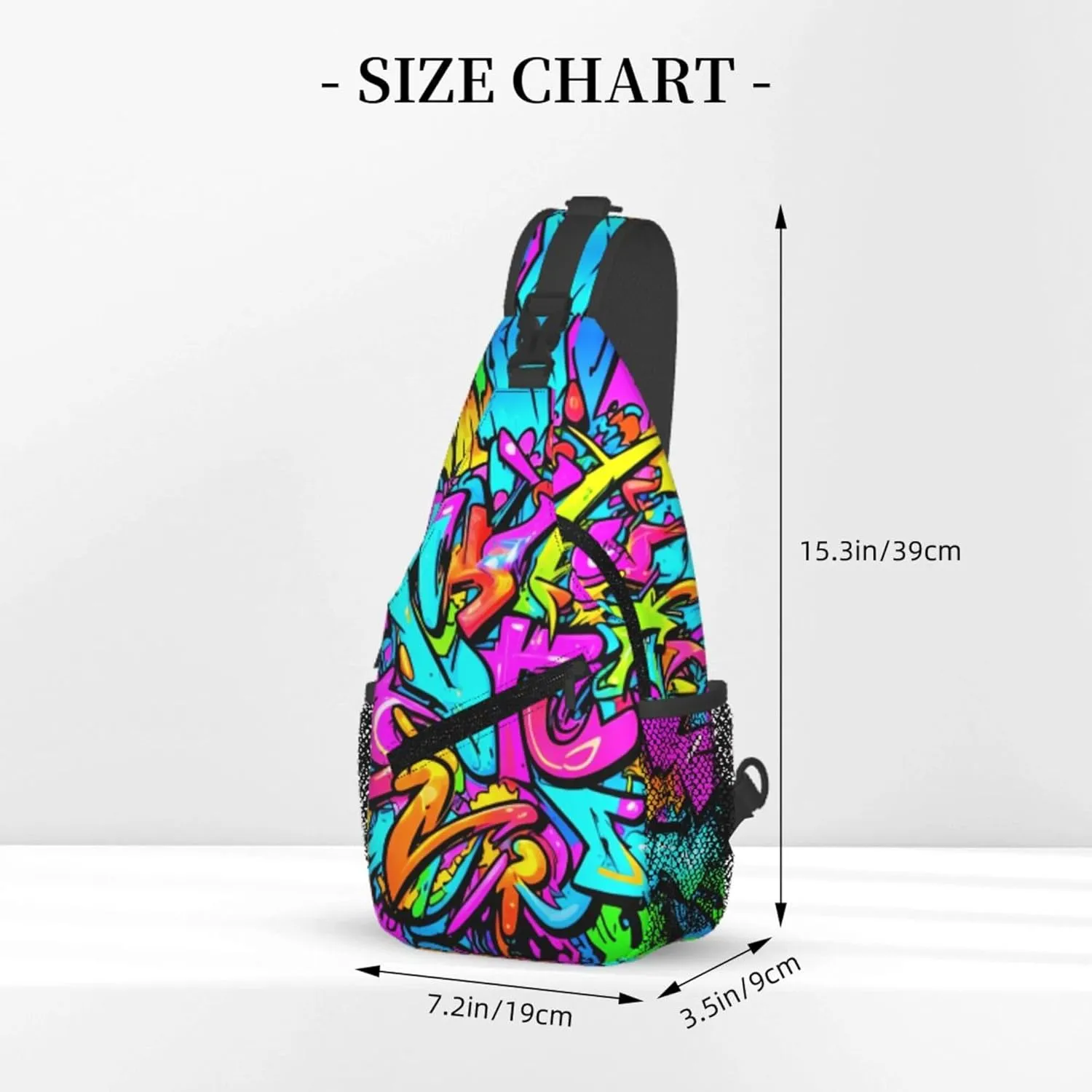 Funny Graffiti Sling Backpack Crossbody Bag, Chest Bag Daypack Fanny Pack Cross Body Bag for Outdoors Hiking Traveling