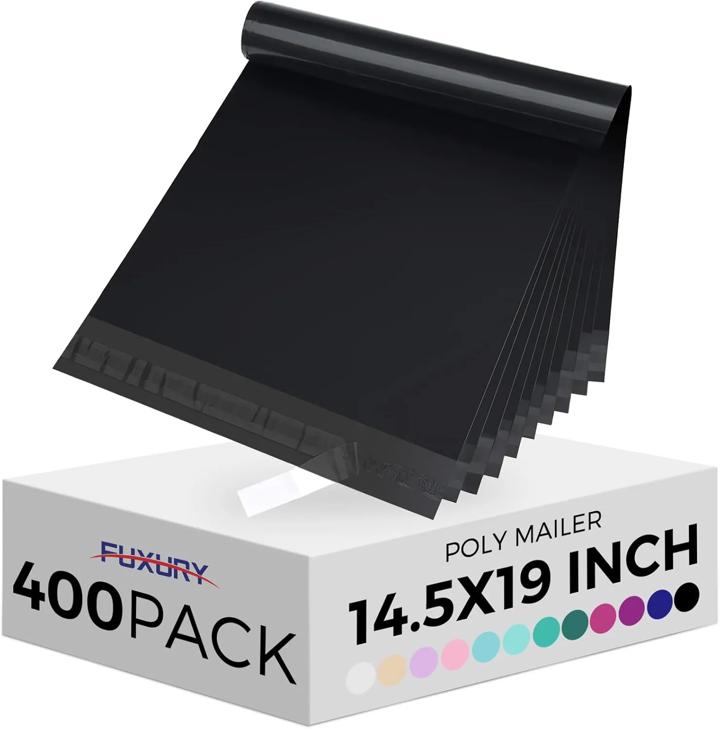 Fuxury Poly Mailers 14.5x19" 400 Pcs Bulk Black Shipping Bags for Clothing Strong Adhesive Shipping Envelopes for Small Business Suppliers Waterproof Mailers Poly Bags Mailing Envelopes