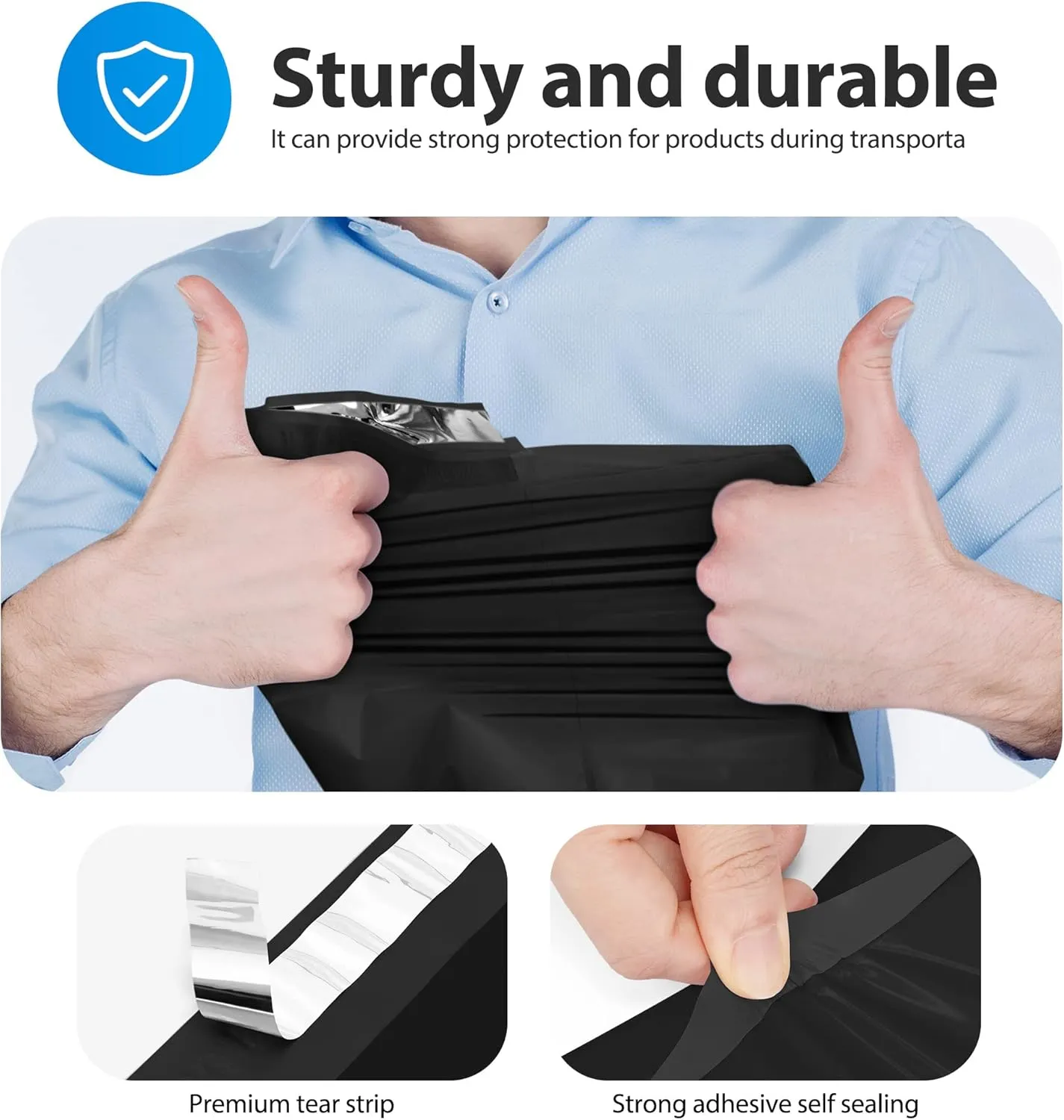 Fuxury Poly Mailers 14.5x19" 400 Pcs Bulk Black Shipping Bags for Clothing Strong Adhesive Shipping Envelopes for Small Business Suppliers Waterproof Mailers Poly Bags Mailing Envelopes
