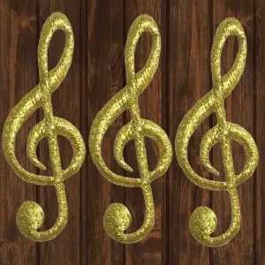 G Clef Embroidered Patch — 3-Pack — Iron On
