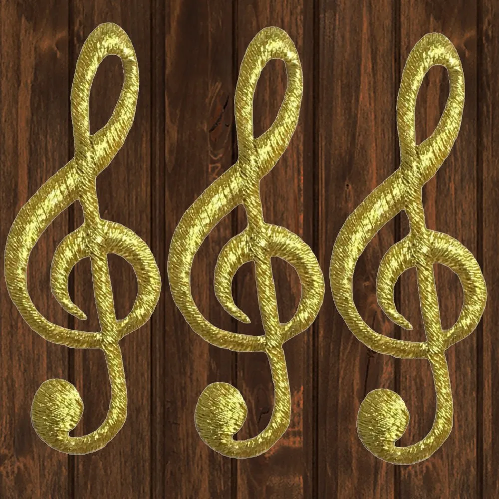 G Clef Embroidered Patch — 3-Pack — Iron On