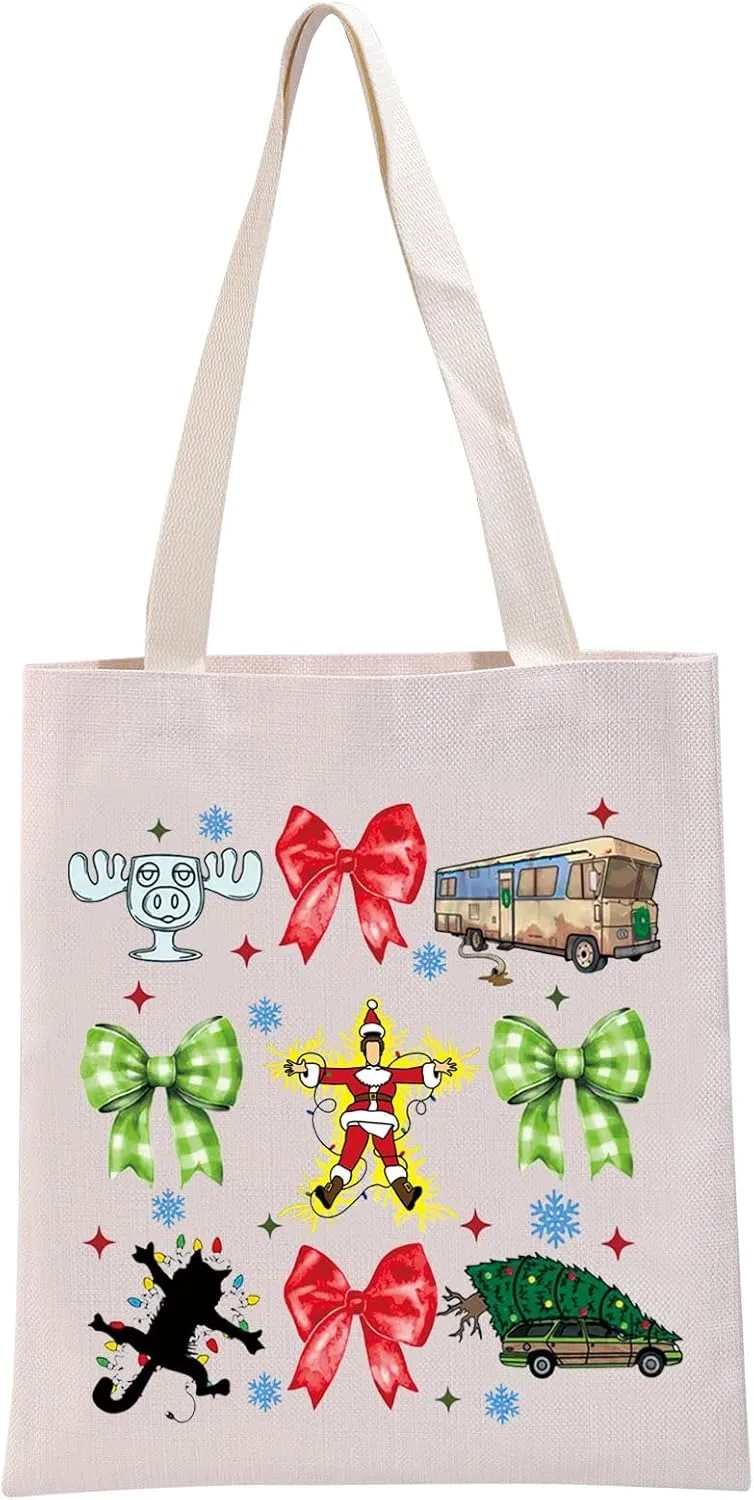 G2TUP Funny Dear Santa Gift Christmas Coquette Tote Bag Christmas deer Handbag Christmas tree Gift Christmas bow Gift