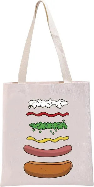 G2TUP Funny Hot Dogs Gift Hot Dog Lover Tote Bag Food Lover Handbag Who Loves Hot Dogs Gift Fast Food Lover Gift