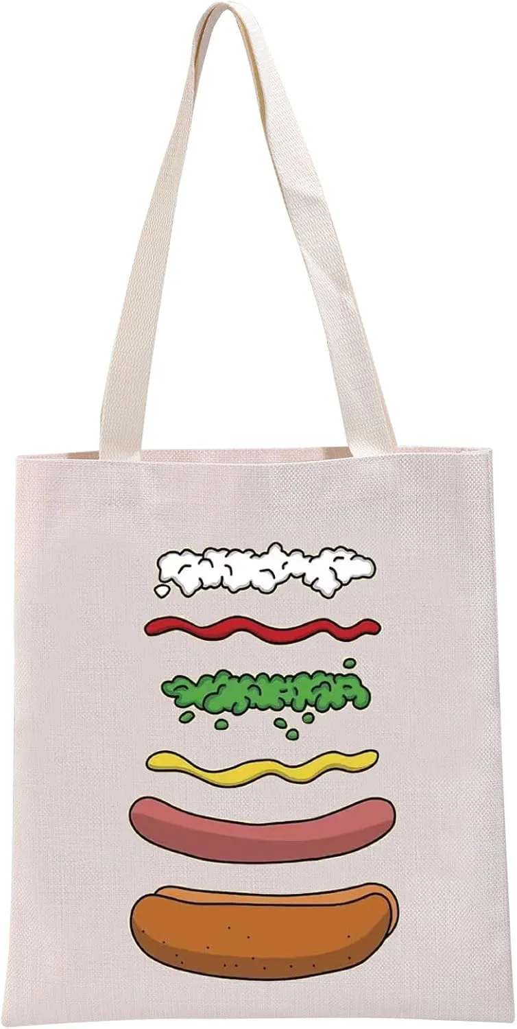 G2TUP Funny Hot Dogs Gift Hot Dog Lover Tote Bag Food Lover Handbag Who Loves Hot Dogs Gift Fast Food Lover Gift