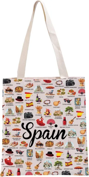 G2TUP Spain Lover Gift Spain Travel Tote Bag Spanish Culture Handbag Spain Tourism Gift Spain Vacation Gift
