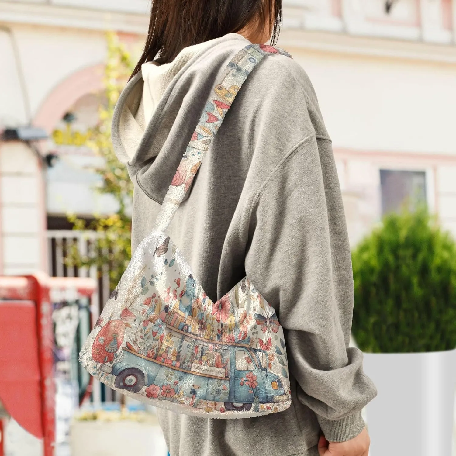 GAIGEO Cute Kitten Hiding in the Pocket Women's Bag, Medium Size Shoulder Bag, Womens Outdoor Bag