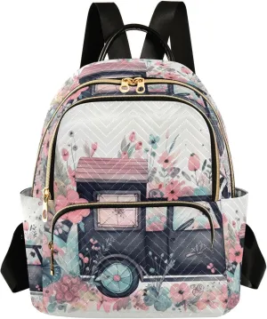GAIGEO Flying Butterflies Flowers Black Truck Fashion Backpack, Lightweight Backpack, Womens Travel Backpack, M