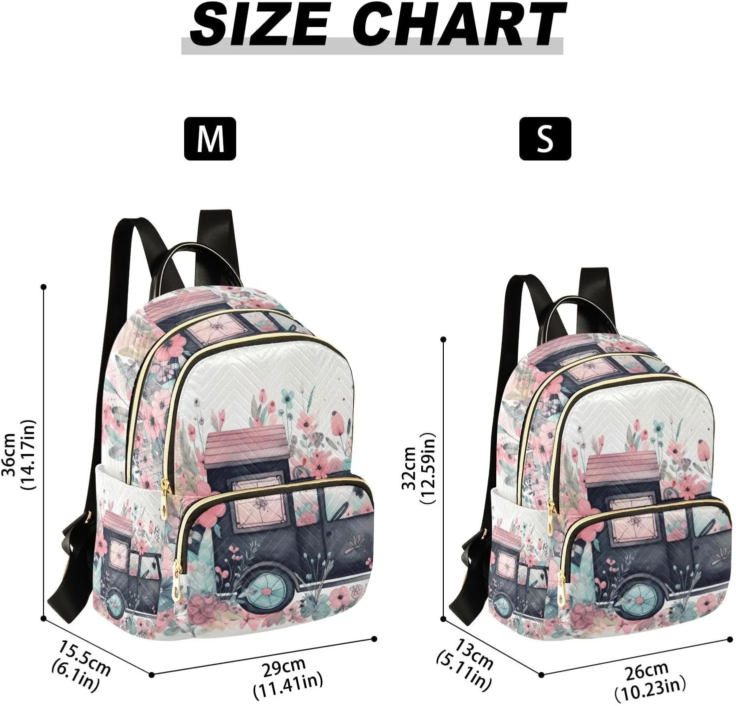 GAIGEO Flying Butterflies Flowers Black Truck Fashion Backpack, Lightweight Backpack, Womens Travel Backpack, M