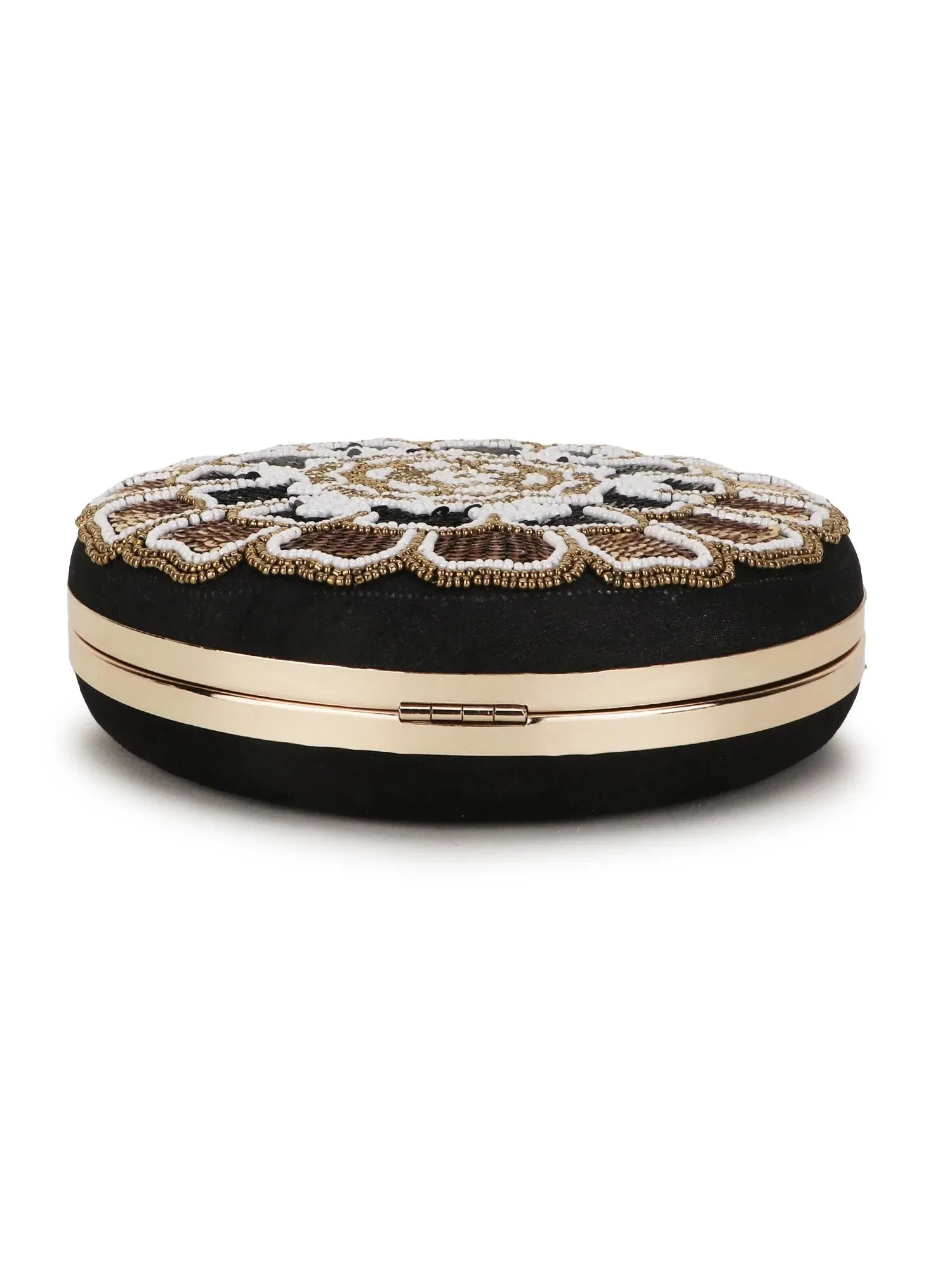 Gala Floral Emroidered Faux Silk Clutch