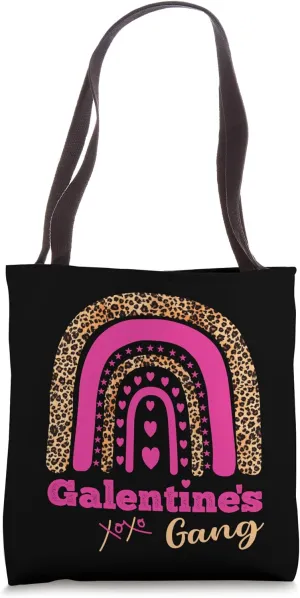 Galentine's Gang Valentine February Hearts Leopard Tote Bag
