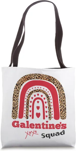 Galentine's Squad Valentine February Hearts Leopard Tote Bag