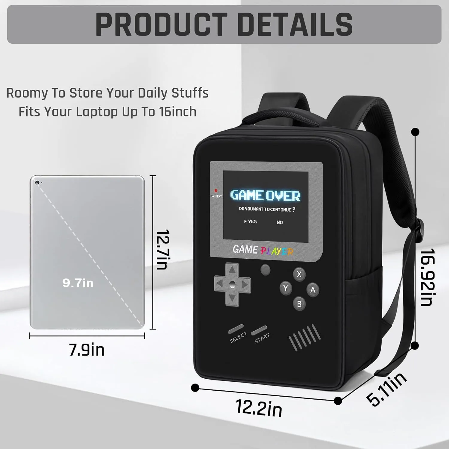 Gamer Backpack for Boys,School Boys Backpack for Kids Children Teens Elementary Middle High School,17" Large Capacity Student Bookbag & Multifunctional Video Game Travel Bag