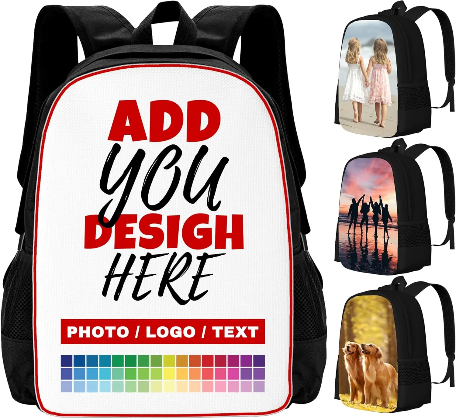 Generic Custom Backpack with Photo Text Logo Personalized Backpacks gifts for Men Women Customized Backpack for Work and Travel, Black