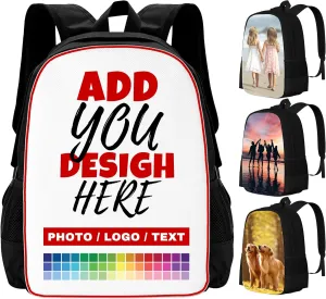 Generic Custom Backpack with Photo Text Logo Personalized Backpacks gifts for Men Women Customized Backpack for Work and Travel, Black