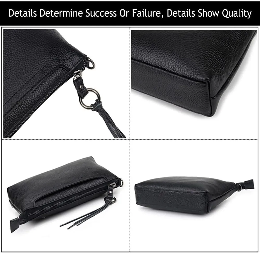 Genuine Leather Crossbody Bag For Women Small Tassel Shoulder Bag Zipper Clutch Phone Wallet Purse