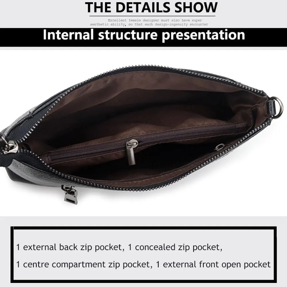 Genuine Leather Crossbody Bag For Women Small Tassel Shoulder Bag Zipper Clutch Phone Wallet Purse