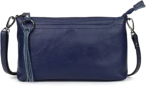 Genuine Leather Crossbody Bag For Women Small Tassel Shoulder Bag Zipper Clutch Phone Wallet Purse