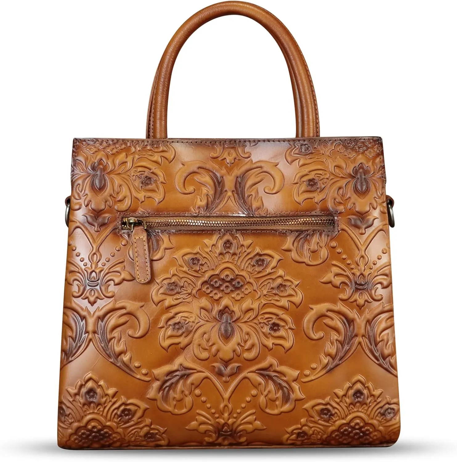 Genuine Leather Purses and Handbags for Women Vintage Embossed Leather Tote Bag Crossbody Shoulder Bag Satchel Bags