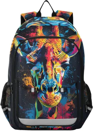 Giraffe Watercolor Print Backpack for Boys Middle-School Elementary Bookbags 20325204