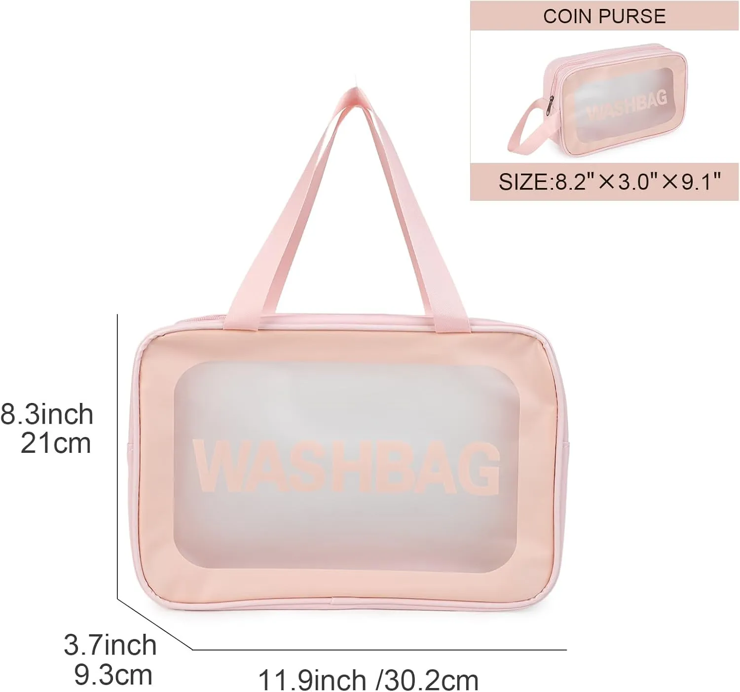 Gladdon Clear Travel Toiletry Bags for Women Clear Purse Bathroom Shower Pouches Makeup Bag Set of 4 Washbags Pink