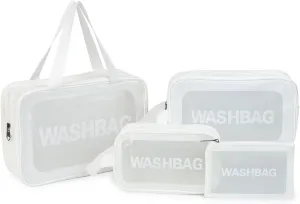 Gladdon Clear Travel Toiletry Bags for Women Clear Purse Bathroom Shower Pouches Makeup Bag Set of 4 Washbags