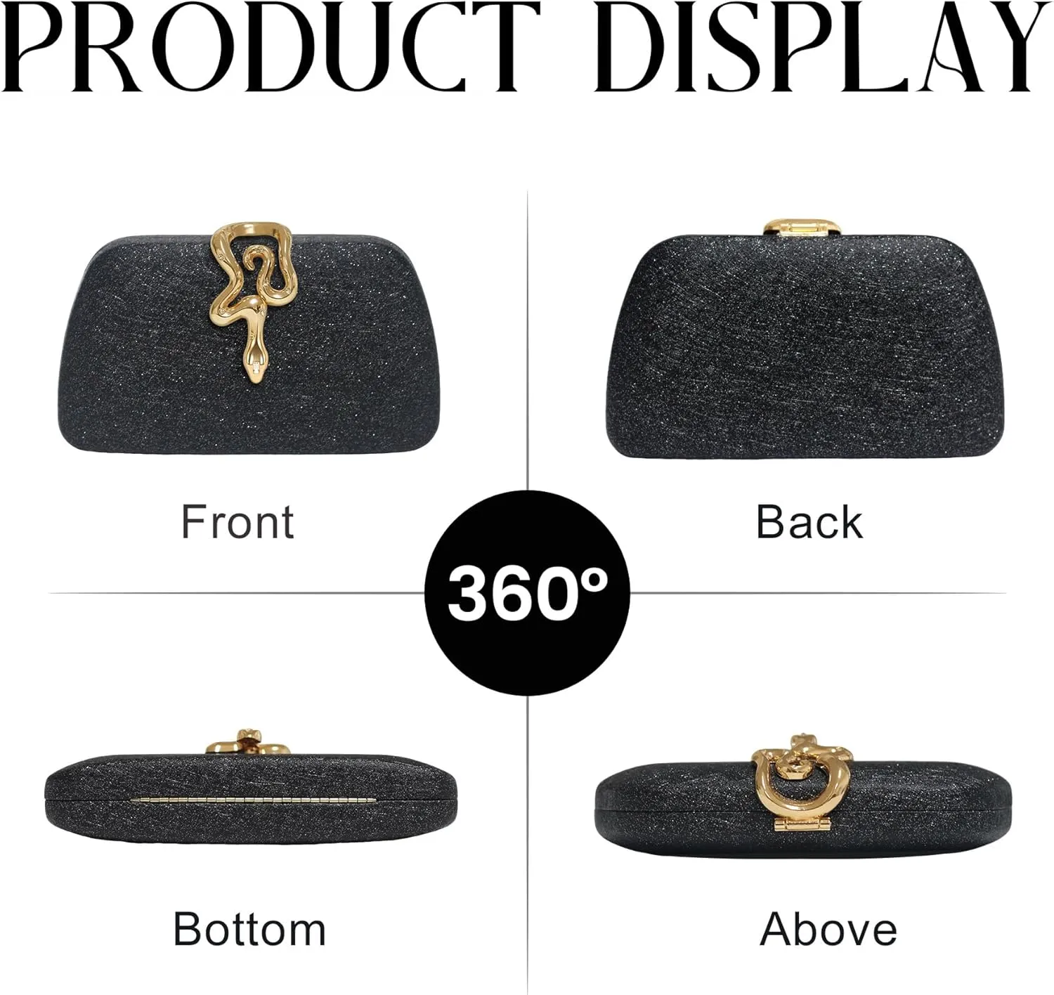 Glitter Clutch Purses for Women Evening Handbags with Snake Closure for Party Prom Wedding