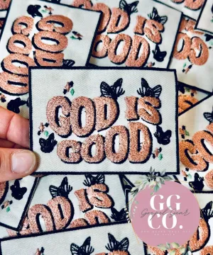 God Is Good Butterfly Patch, Christian Hat Patch, Embroidered Patch, Trucker Hat Patch, Iron On, Trendy Hat Patch, Jesus Patch, Patches