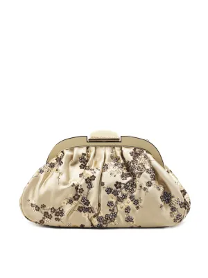 Gold Sakuras Crystal Embellished Clutch