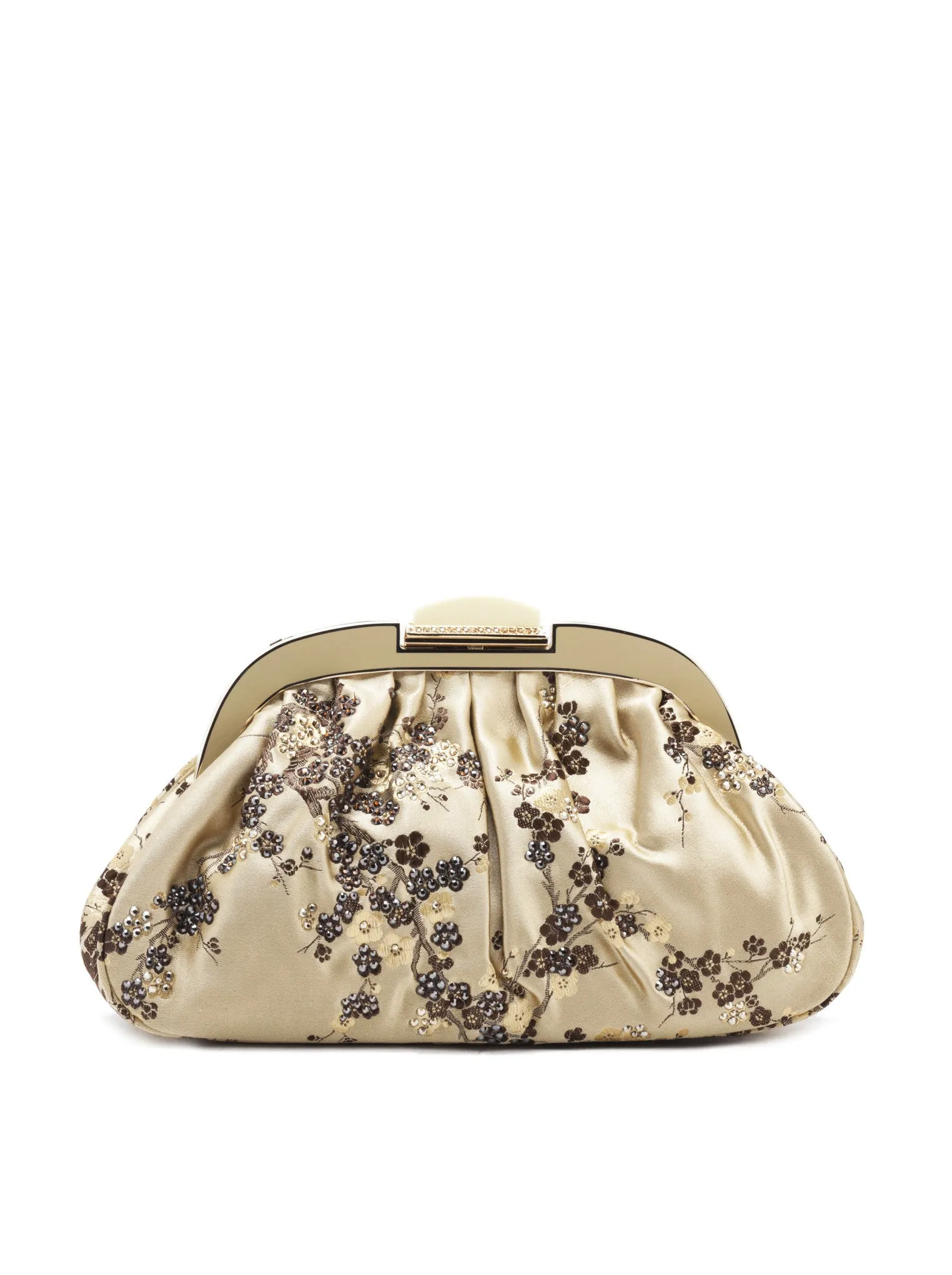Gold Sakuras Crystal Embellished Clutch