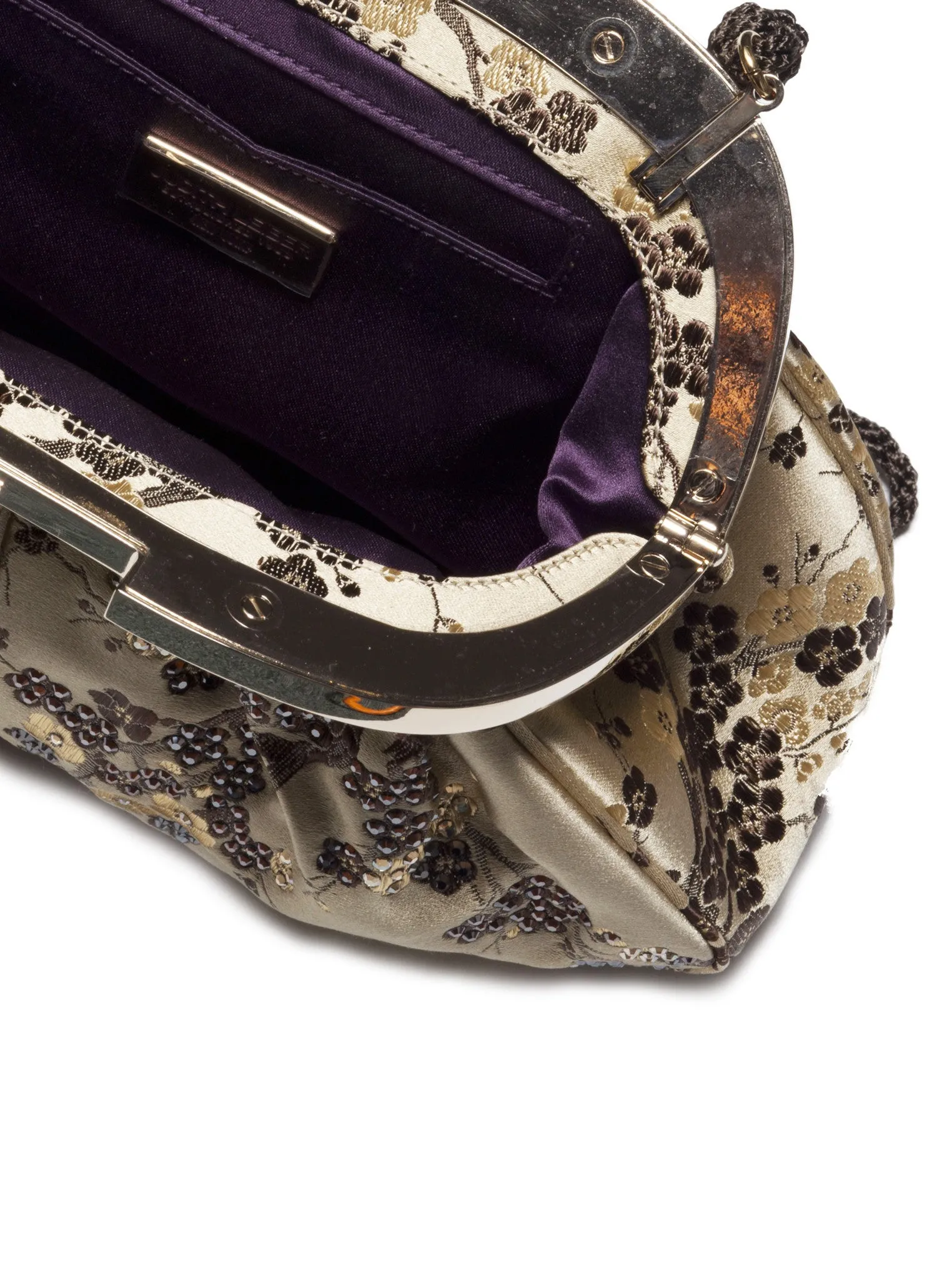 Gold Sakuras Crystal Embellished Clutch