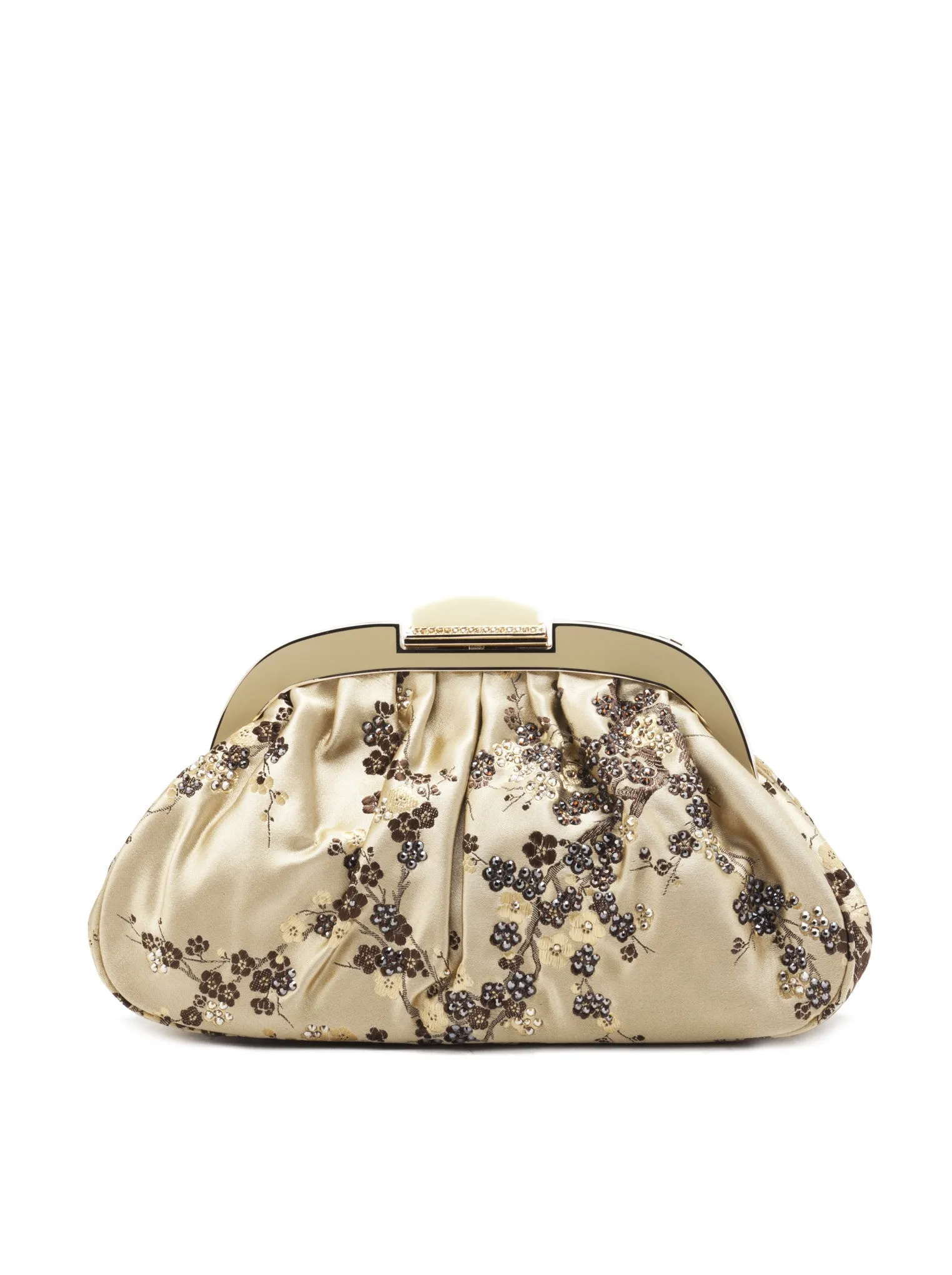 Gold Sakuras Crystal Embellished Clutch
